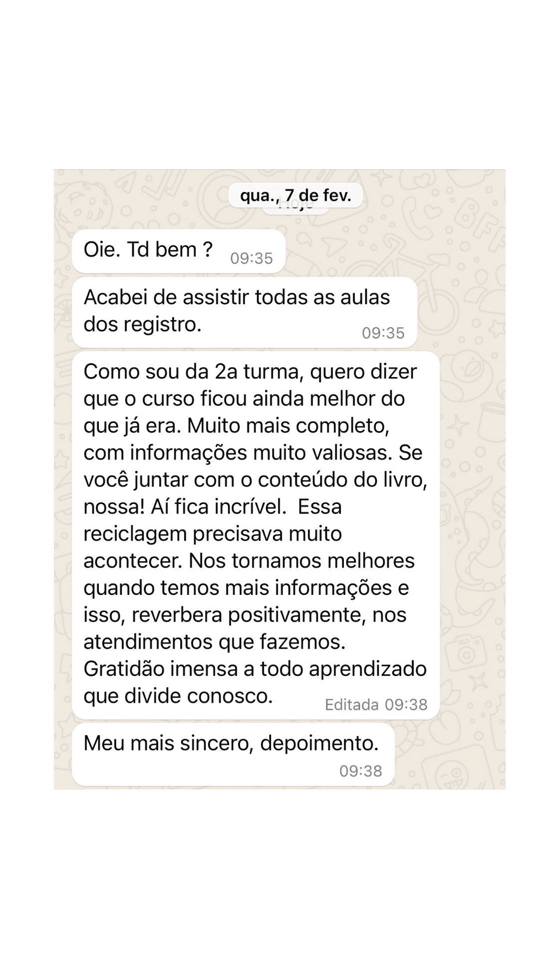 Relato de aluna sobre prosperidade e propósito