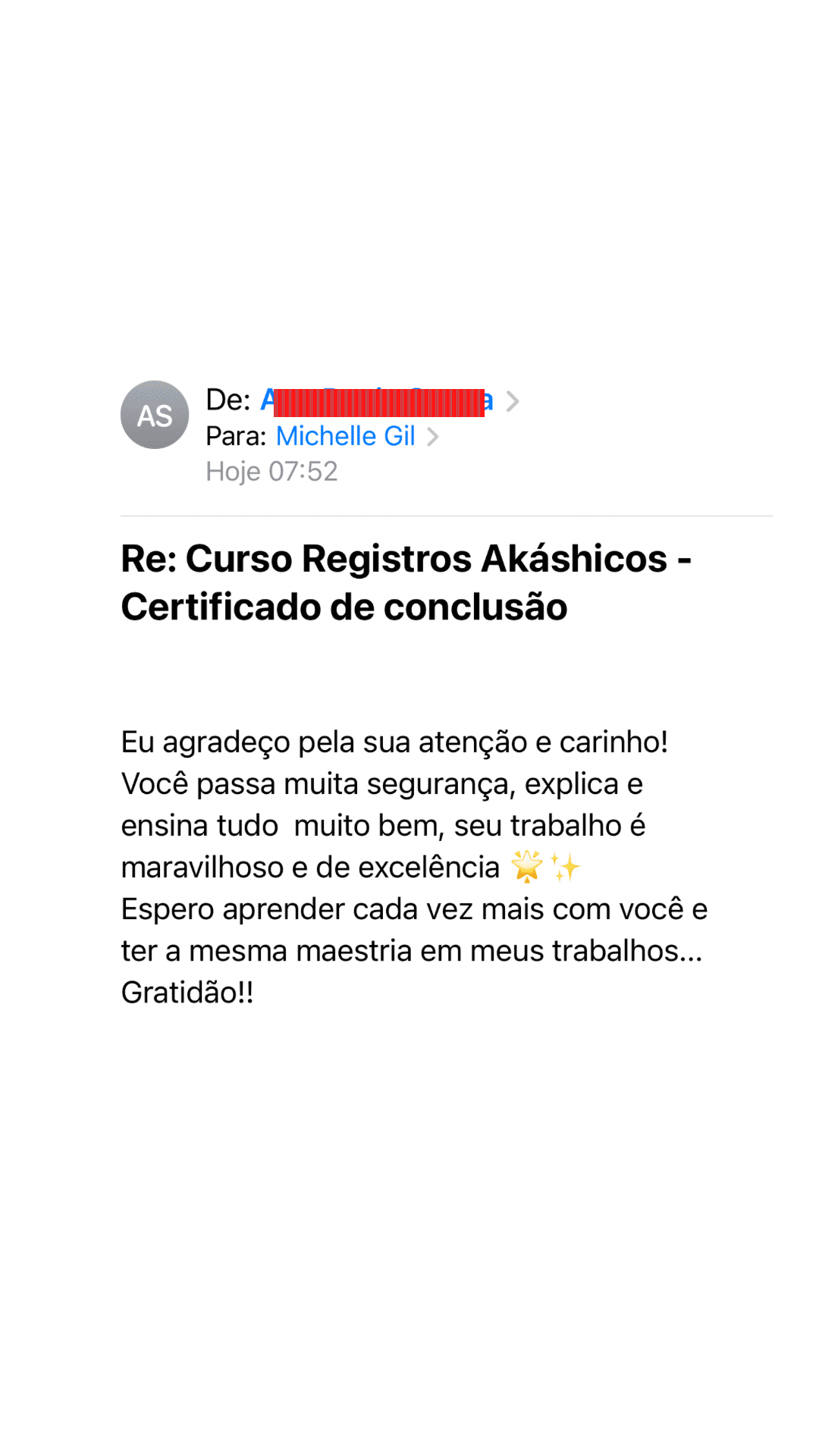 Relato de aluna sobre a transformação após a Formação